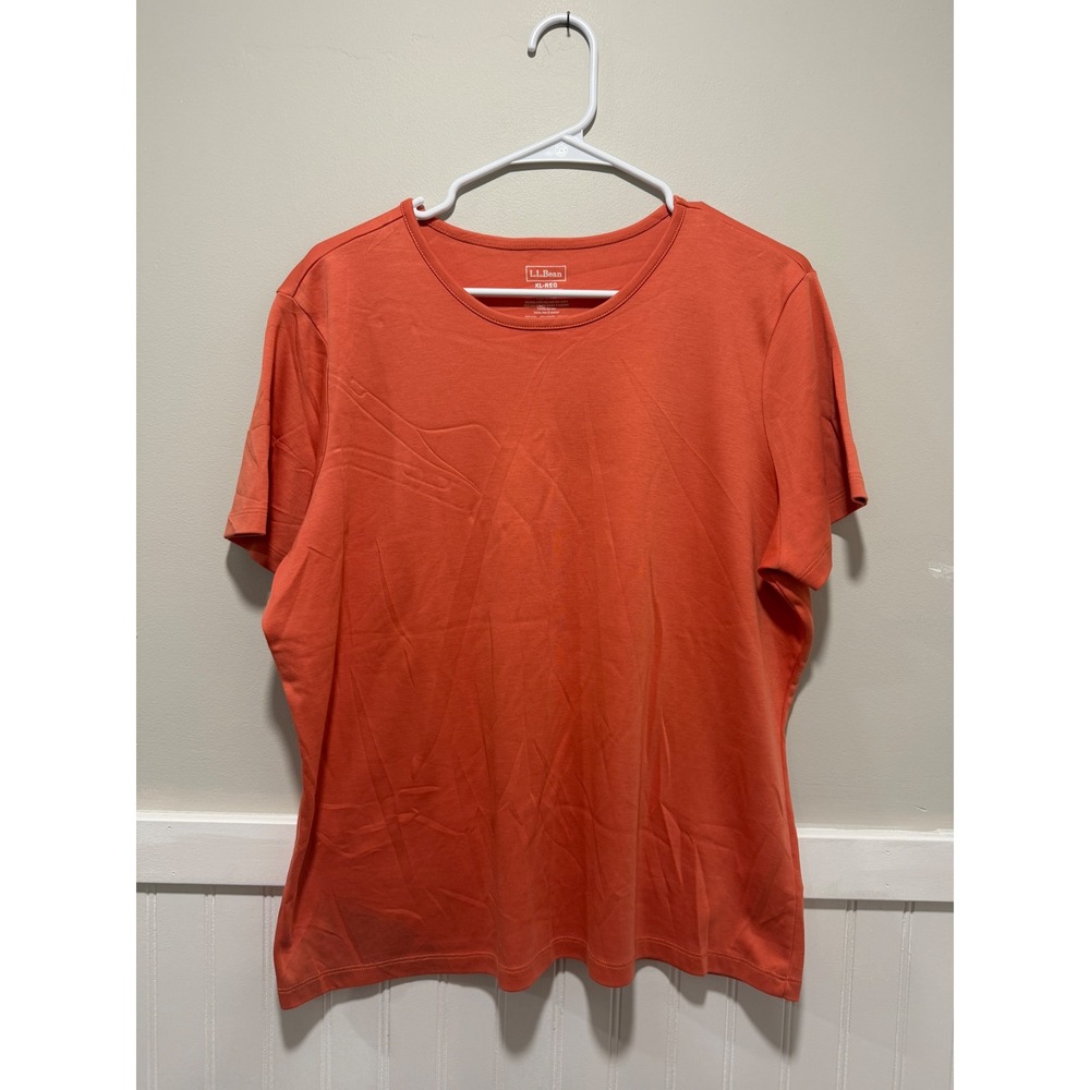 L.L. Bean Supima Cotton T-Shirt Orange Soft Casual Fall Women Size XL